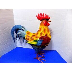 New Metal Rooster Chicken Figurine Sculpture Home Decor Country Rustic Farm